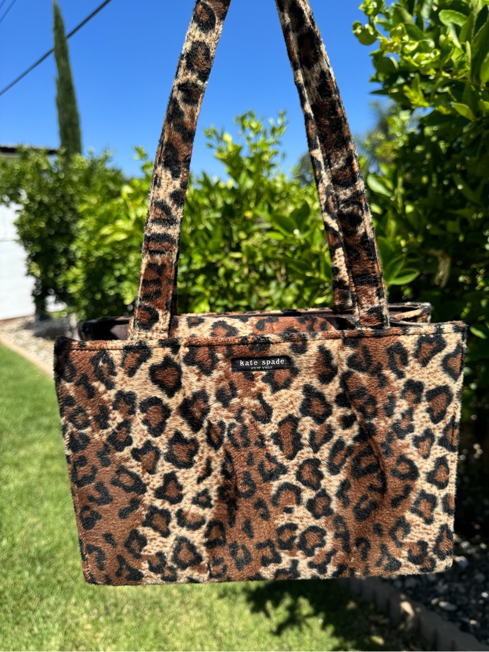 Kate Spade New York Vintage Animal Leopard Print Faux Fur Brown Black Y2K Tote - Picture 9 of 17
